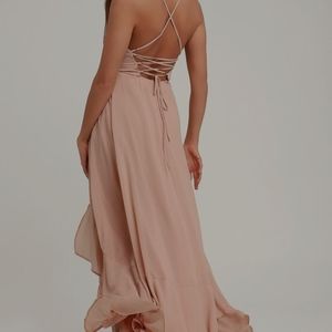 Lulus In Love Forever Light Blush Lace High-low Maxi Dress